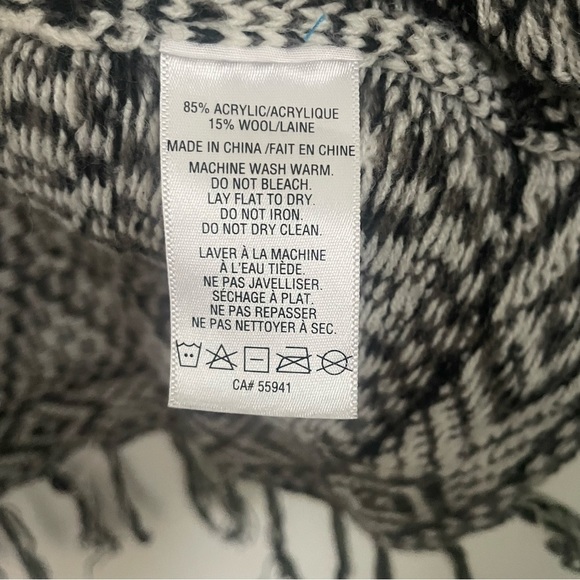 large HARLOW long sleeve open cardigan wool blend tassel poncho style - Picture 5 of 7